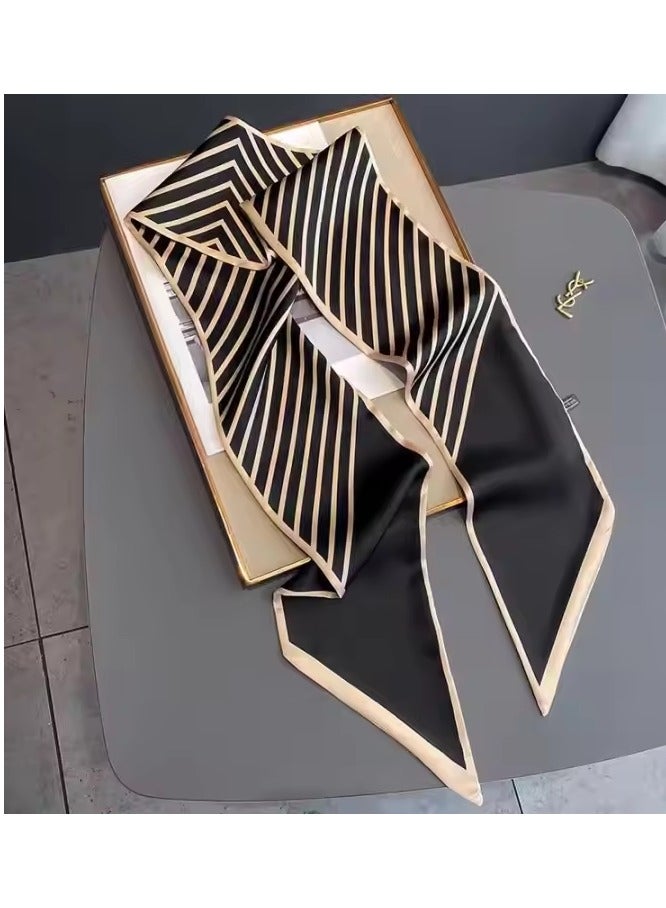 أولودينيز  وشاح حريري صغير للنساء – إكسسوار طويل نحيف بطبعات أنيقة - Image 3